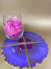 Load image into Gallery viewer, Purple Resin Coasters Set of 4, Purple Coasters, Coaster Set, Marble Purple Coasters, Resin Coasters
