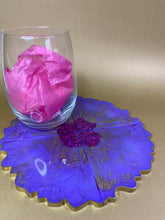 Load image into Gallery viewer, Purple Resin Coasters Set of 4, Purple Coasters, Coaster Set, Marble Purple Coasters, Resin Coasters
