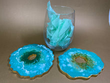 Load image into Gallery viewer, Geode Resin Coasters set of 2 Aqua
