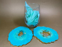 Load image into Gallery viewer, Geode Resin Coasters set of 2 Aqua
