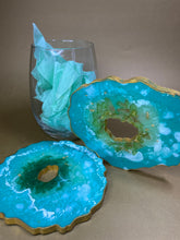 Load image into Gallery viewer, Geode Resin Coasters set of 2 Aqua
