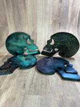 Load image into Gallery viewer, Skull Resin Coasters set of 4 color shifting
