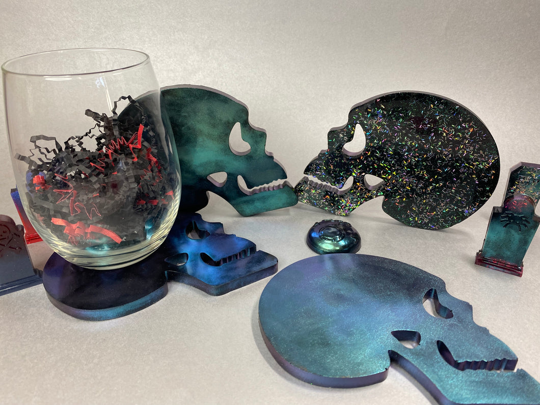Skull Resin Coasters set of 4 color shifting