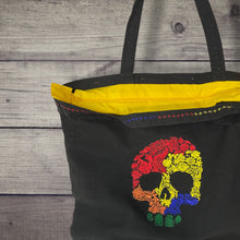 Load image into Gallery viewer, Rainbow colored skull embroidered tote bag - Custom Made to Order
