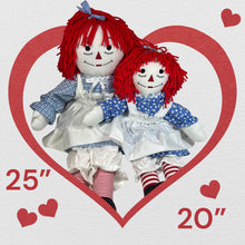 Load image into Gallery viewer, Raggedy Ann or Raggedy Andy Doll in Ebony or Ivory 20-25&quot;
