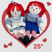 Load image into Gallery viewer, Raggedy Ann or Raggedy Andy Doll in Ebony or Ivory 20-25&quot;
