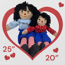 Load image into Gallery viewer, Raggedy Ann or Raggedy Andy Doll in Ebony or Ivory 20-25&quot;
