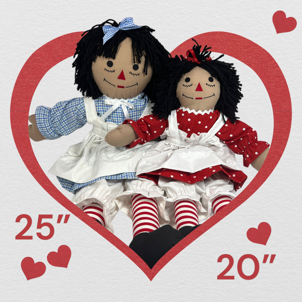 Raggedy Ann or Raggedy Andy Doll in Ebony or Ivory 20-25