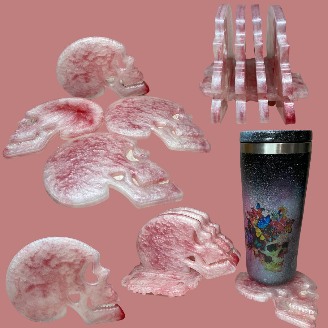Skull Resin Coasters & Holder - Custom Order