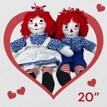 Load image into Gallery viewer, Raggedy Ann or Raggedy Andy Doll in Ebony or Ivory 20-25&quot;
