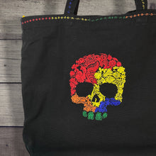 Load image into Gallery viewer, Rainbow colored skull embroidered tote bag - Custom Made to Order
