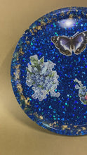 Load and play video in Gallery viewer, Blue Glitter Flower &amp; Butterfly Beveled Resin Tray
