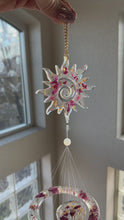 Load and play video in Gallery viewer, Sun &amp; Moon Sun Catcher / Wind Chime Roses &amp; Gold Leaf
