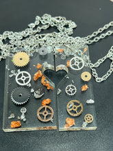 Load image into Gallery viewer, Pair of Heart Gear Necklaces

